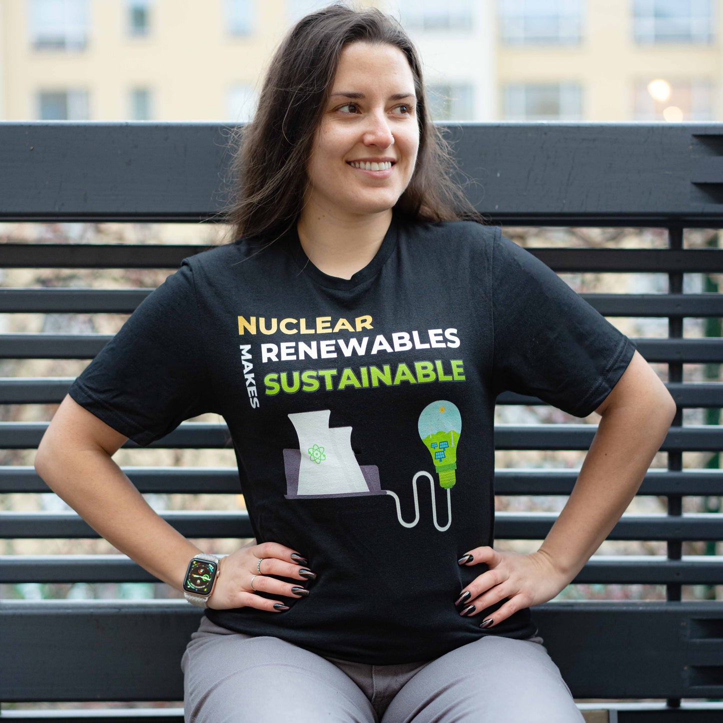 "Nuclear Makes Renewables Sustainable" Black T-Shirt