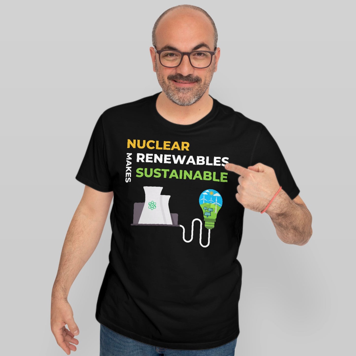 "Nuclear Makes Renewables Sustainable" Black T-Shirt